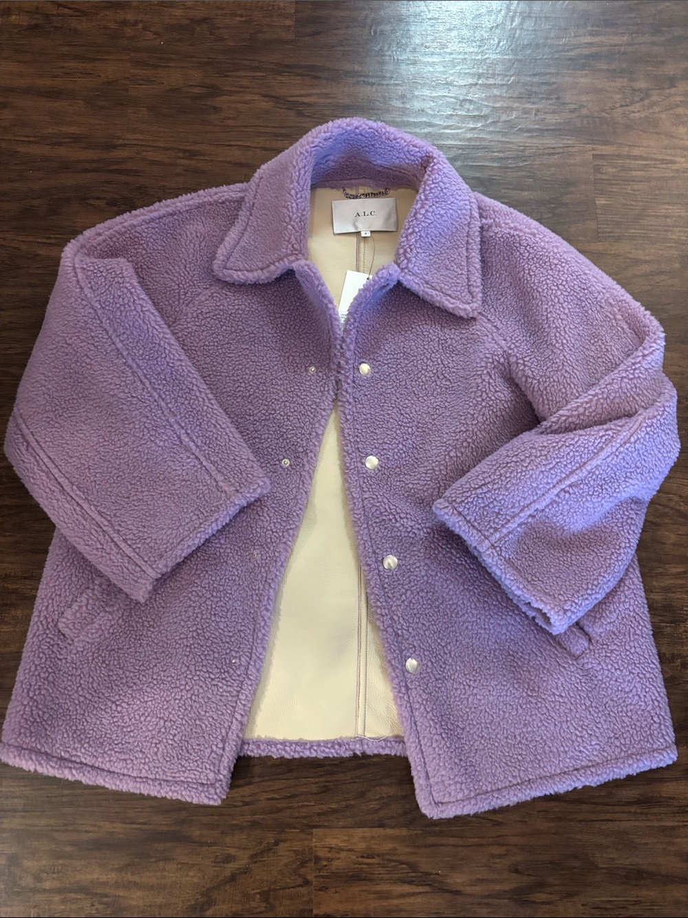 A.L.C. Women’s Lilac Sherpa Snap Jacket
